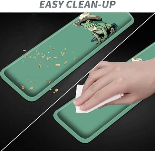 3Pcs Mouse Pad Set, Green Frog Large Gaming Mouse Pad with Stitched Edge, Ergonomic Memory Foam Keyboard Wrist Support and Mouse Wrist Rest Cushion, Pain Relief Non-Slip Desk Pad Combo - Image 6