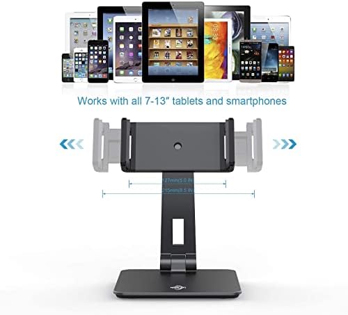 KABCON Tablet Stand,Tightness Adjustable Aluminum Alloy Tablet Stand for Desk, 360° Swivel Foldable Tablets Stands Dock for 4''-14''Tablets/Phone, iPad Series,Samsung Galaxy Tabs,Kindle Fire,Etc. - Image 2