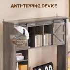 Large Desktop Bookshelf with Sliding Barn Door, 47.2''W Desk Shelf - Image 5