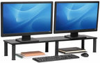 Mind Reader Dual Monitor Stand, Height Adjustable, Desktop Organizer, Laptop Riser, Office, 38.5"L x 11"W x 2.55-6.5"H, Black by MindReader