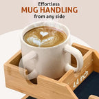 Magnetic Bamboo Couch arm tray - 3 in 1 Detachable Bamboo Sofa Arm Tray Table with Cup Holder - Foldable Non Slip Couch Armrest Table For Remote, Cell-Phone & Drinks, Snacks – Space-Saving,17.6"x13.3" - Image 6