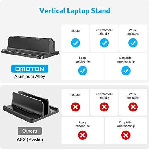 OMOTON Vertical Laptop Stand Holder, Adjustable Dock for MacBook, Black - Image 2