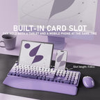 UBOTIE Wireless Keyboard and Mouse Combo, Phone Holder (Purple) - Image 2