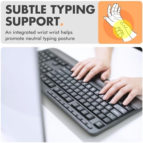 X9 Wired Ergonomic Keyboard - Comfortable Typing - Ergonomic Full Size USB Keyboard with Wrist Rest, Number Pad, Multimedia and 114 Keys - External Computer Keyboard for Laptop, Desktop and Office PC - Image 2