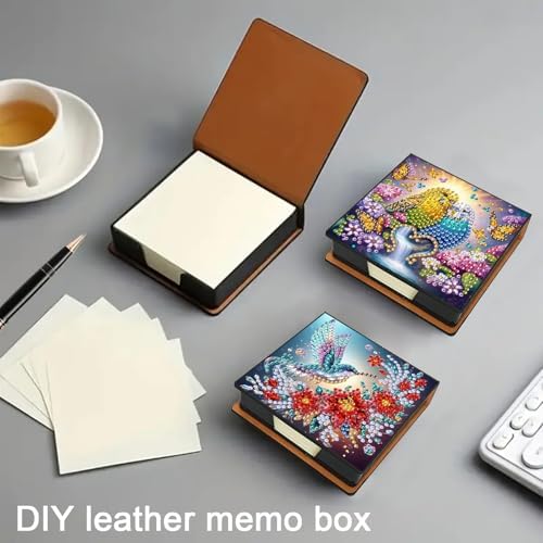 4pcs DIY PU Diamond Painting Sticky Notes Holder Set - Image 6