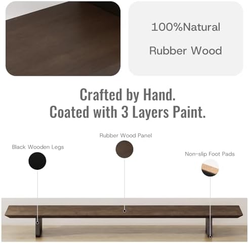 EXPERLAM Solid Wood Dual Monitor Stand Riser, 43 Inch Rubberwood Desk Shelf for Top of Desk, Wood Monitor Stand for Desk 2 Monitors up to 27", Desktop Organizer for Laptop, TV, Printer - Image 2