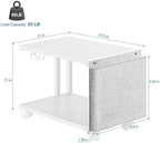 Printer Stand Under Desk Printer Table with Wheels 2 Tier Small Printer Cart with Storage Bag Desktop White Printer Stands for Home Office Fax Machine Scanner Files (White) - Image 2