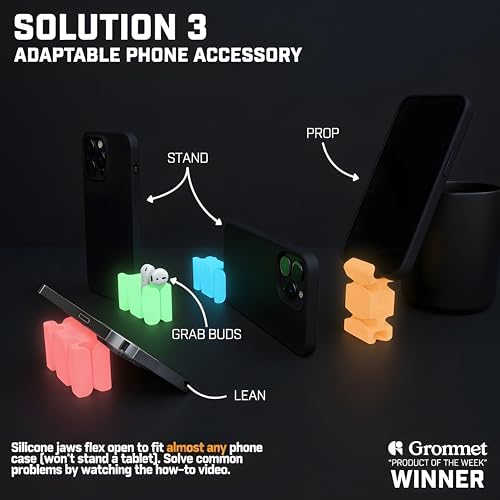 CordBrick 2PK Glowing Silicone + Steel Weighted Cable Holders for Nighstands, Cord Wraps for Travel, Unique iPhone Accessories. Small Graduation Gift for High Schoolers. Gadget for Teens. Pink Glow - Image 4