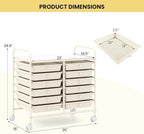 Giantex 12 Drawers Rolling Cart, Mobile Storage Drawer Cart, Classroom Organizer Cart for Office School Supplies Tools Scrapbook Paper Craft Small Printer, Utility Cart on Wheels, White - Image 3