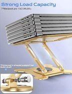 JCZT 360° Rotating Laptop Stand for Desk, Metal Foldable Laptop Riser, Gold - Image 5
