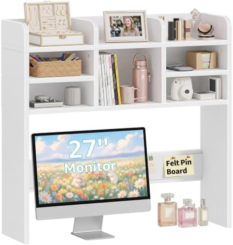 37 Inch White Desk Hutch Dorm Top Only with Felt Board for College by Unknown