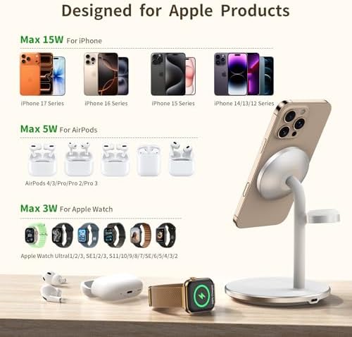 XooFly 3 in 1 Magnetic Wireless Charging Station for Apple Devices,15W - Image 6