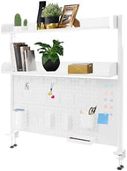 Clamp On Desk Organizer Shelf with Pegboard, 2 Tier Office Desk Shelves Organizer, 40" W x 37.4" H Desktop Bookshelf Storage for Home Dorm Office by Unknown