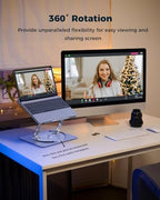 Aoviho 360° Rotating Laptop Stand for Desk | Adjustable, Foldable, Portable Aluminum Ergonomic Riser | Compatible with MacBook, Dell, HP & All Laptops 10-16 inch | Silver - Image 3