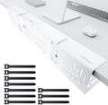 NODOCA No Drill Under Desk Cable Management Tray, 14'' Wire Management, Punch-Free Clamp on, Metal Cable Tray, Wire Organizer Under Desk, Under Desk Basket for Office and Home, White(2 Packs) by NODOCA