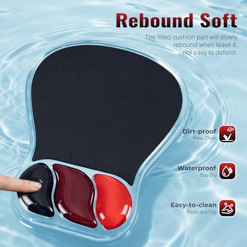 Ospelelf Mouse Pad with Wrist Rest Set Gel Ergonomic Keyboard Wrist Support Anti-Slip Rubber Bottom Office Women Desk Accessories for Computer, Laptop and Gaming, Black and Red - Image 3
