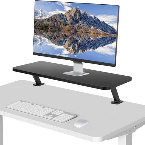 VIVO Black Clamp-on Small 26 inch Ergonomic Desk Shelf, Single Computer Monitor Stand Riser - Desk Organizer Holds 1 Screen or Laptop STAND-SHELF24B by VIVO