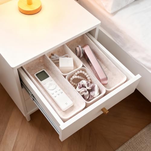 16-Piece Felt Desk Drawer Organizer Tray Set in 4-Sizes, Oatmeal - Image 2