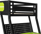 Polibi Twin Over Twin Bunk Bed with 2 Built-in Gaming Desks, USB Charging Ports & Pegboard Organizer, E-Sports Gaming Bed Frame for 2 Kids/Teens, Green (Twin Size) - Image 5