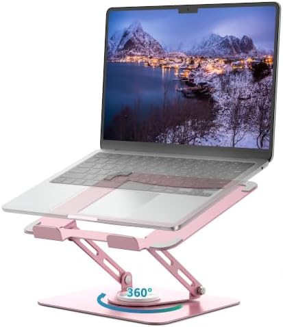 ALASHI 360° Rotating Laptop Stand, Multi-Angle, 10-17", Pink by ALASHImakeyourlifesimplerandeasier%EF%BC%81