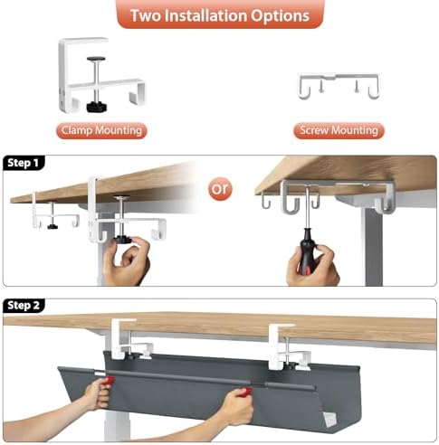 Univivi No Drill Under Desk Cable Management Tray, 36 inch Cable Management - Image 6