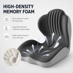 Ergonomic Memory Foam Seat Cushion, L Shaped Lumbar Support Pillow with Tailbone Relief, Orthopedic Chair Pad for Office, Car, Gaming Chair, Travel (Black & Gray) - Image 4