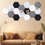 12x10 in 16 Pcs Hexagon Cork Board Tiles, Felt Pin Boards, Grey - Image 5
