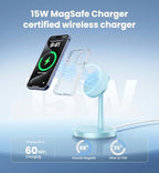 Magnetic Wireless Charger iPhone, 2 Pack 15W Fast Mag-Safe Charger Stand for iPhone 17/17 Air/17 Pro/17 Pro Max 16/15/14/13/12 Series, Wireless Charging Station for Pad/AirPods(Blue) - Image 4