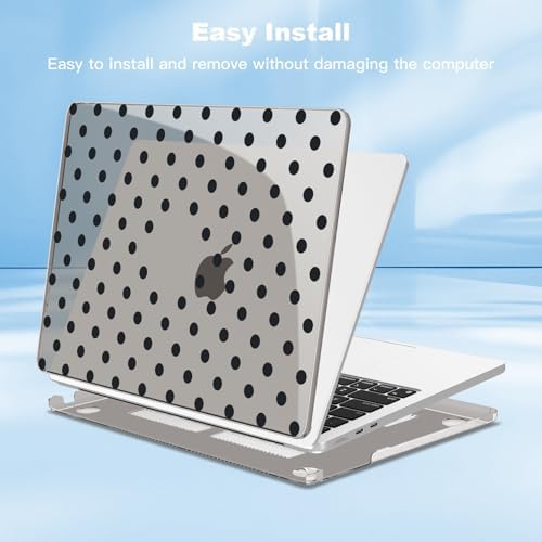 Teryeefi for MacBook Air 13 inch Case M5 M4 M3 M2 (2022-2026 Release) Model A3449 A3240 A3113 A2681, Plastic Hard Shell & Keyboard Cover & Screen Film for MacBook Air 13.6 inch Case - Grey Polka Dots - Image 5