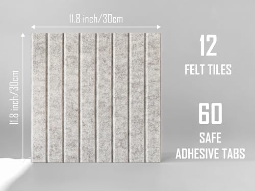 Slated Felt Bulletin Board Tiles | Cork Board Alternative for Walls | Wall Panels for Office & Home Decor | Aesthetic Pinboard & Photo Board | 12-Pack (11.8" x 11.8") with Adhesive | Barista - Image 2