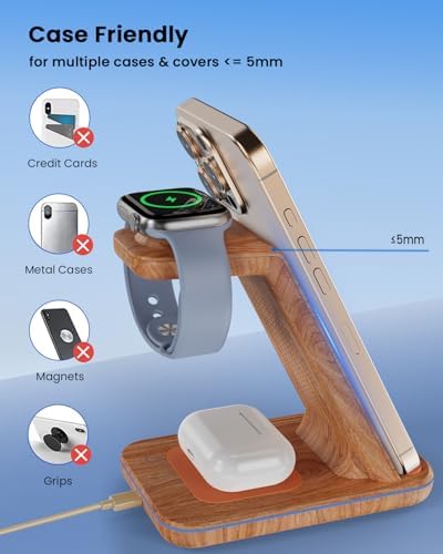 3 in 1 Wireless Charging, Wireless Charger Stand for Multiple Apple Devices, Wireless Charger for iPhone 17 16 15 14 13 12 11 Pro Max XS XR 8, Apple Watch 11 9 8 7 6 SE 5 4 3 2, AirPods 3/2/Pro - Image 6