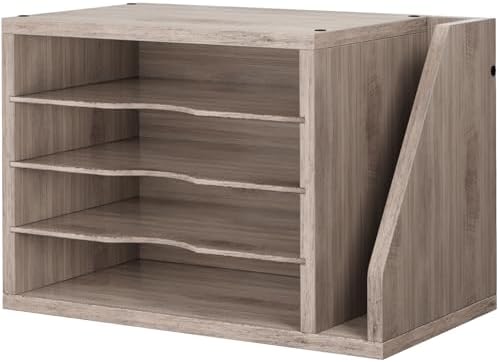 Wooden Mail Organizer, Desk Organizer with 3 Adjustable Shelves by Cresohom