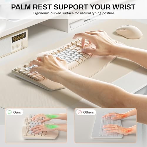 Wireless Keyboard and Mouse Combo,2.4G Ergonomic Wave Keys(Latte Color-B) - Image 5