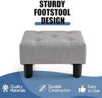 BRIAN & DANY Small Foot Stool, Linen Foot Stools with Legs, Stable Small Footstool for Living Room, Light Gray - Image 4