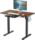 SHW 40-Inch Electric Height Adjustable Standing Desk w/Drawer, Walnut by SHW