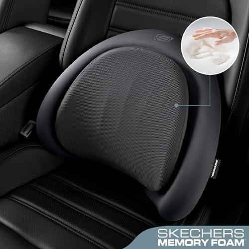 Skechers Lumbar Pillow Premium Memory Foam,Double-Layer-Office Chair Cushion for Tailbone Pain Relief,Butt Pillow for Office Chair,Car seat Cushion,Long Sitting Office Workers,and Car Drivers,Black - Image 2