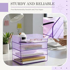 Harloon 4 Tier Paper Organizer Clear Purple Letter Tray Acrylic File Tray - Image 6