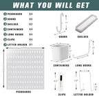 Wall-Mounted Pegboard Kit, 25.2" x 25.2" Organizer Panel – Large, Cost-Effective & Nail-Free Installation White - Image 4