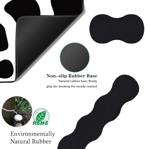 Keyboard Wrist Rest+Mouse Wrist Pad+Desk Pad Set,Memory Foam Ergonomic Easy Typing Pain Relief for Computer Laptop Office Home - Cow Pattern - Image 5