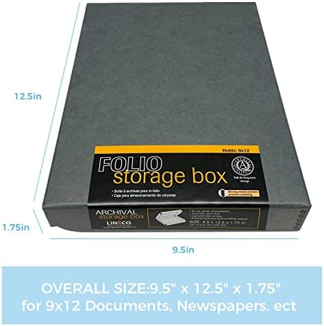 Lineco Clamshell Archival Storage Box, 9.5x12.5x1.75 Inch, Gray, Pack of 2 - Image 2