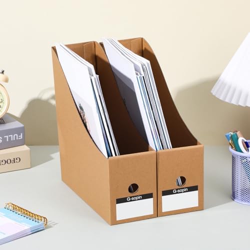 20 Pack Cardboard Magazine File Holders, Sturdy Book Bins for Classroom Library, 10.6'' ×10.2'' ×3.5'' Inch Vertical File Folder Box - Image 4