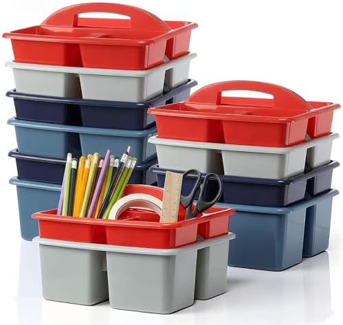 Kathfly 12 Pack Classroom Caddy Organizer with Handle Bulk, Blue Red by Kathfly
