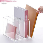 YUXUN Acrylic Magazine Holder,Clear Desk Organizer File Sorter for Notebook,Paper,Envelope,Magazine, Book Storage-Office/Home/Classroom Organization(4 Compartments,B5) - Image 6