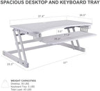 Rocelco 37.5" Height Adjustable Standing Desk Converter with Dual Monitor Mount and Slide Out Retractable Keyboard Tray - Sit Stand Up Double Screen Tabletop Riser Workstation - White (R DADRW-DM2) - Image 5