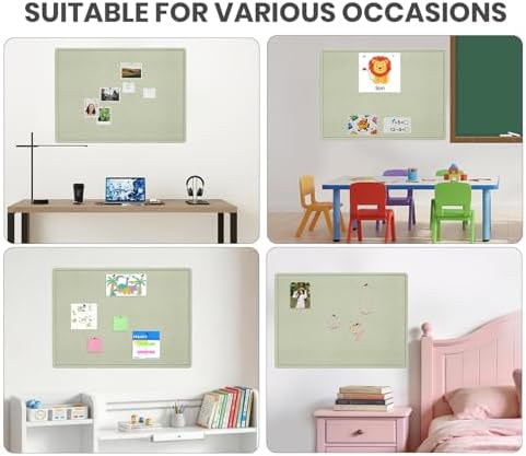 Large Cork Bulletin Board 48" x 36", Felt Pin Board, Sage Green - Image 5