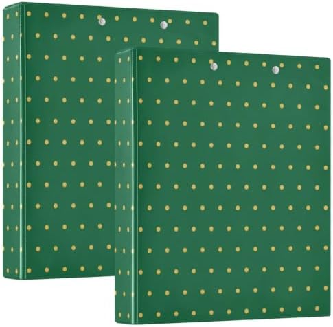 Standard View 3 Ring Binder, Forest Green Gold Polka Dot Durable Flexible Portable Waterproof Hardcover 1.5 Inch D Rings 500-Sheet Capacity Organizer 2PC - Image 2