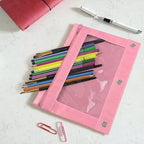 YoeeJob Pencil Pouch for 3 Ring Binder, Zipper Binder Pencil Pouches Bulk, Pencil Case with Clear Window for Class, Office, Pale Pink, 24 Packs - Image 2