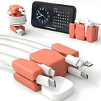 CordBrick 4PK Silicone & Steel Weighted Cord Holders for Bedside. Travel Phone Cable Organizers. Multiuse iPhone Accessories. Small Gifts for Him, College Student. Tech Gadgets for Teenagers. Coral by CordBrick