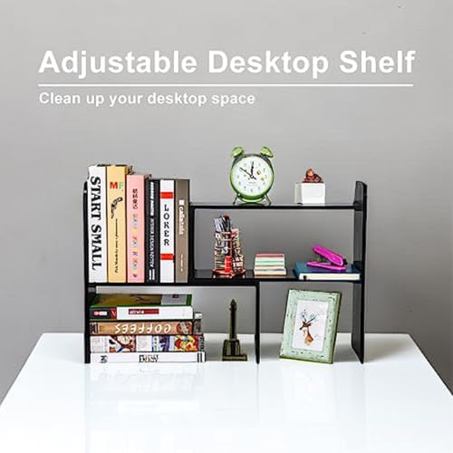 PAG-Mass Desktop Bookshelf Freestanding Wooden Countertop Bookcase Accessories Organizer Display Rack Dorm Desk Storage Shelf - Image 4