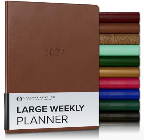 Gallery Leather Large Weekly Planner 2026-2027 Monhegan Saddle by GalleryLeather